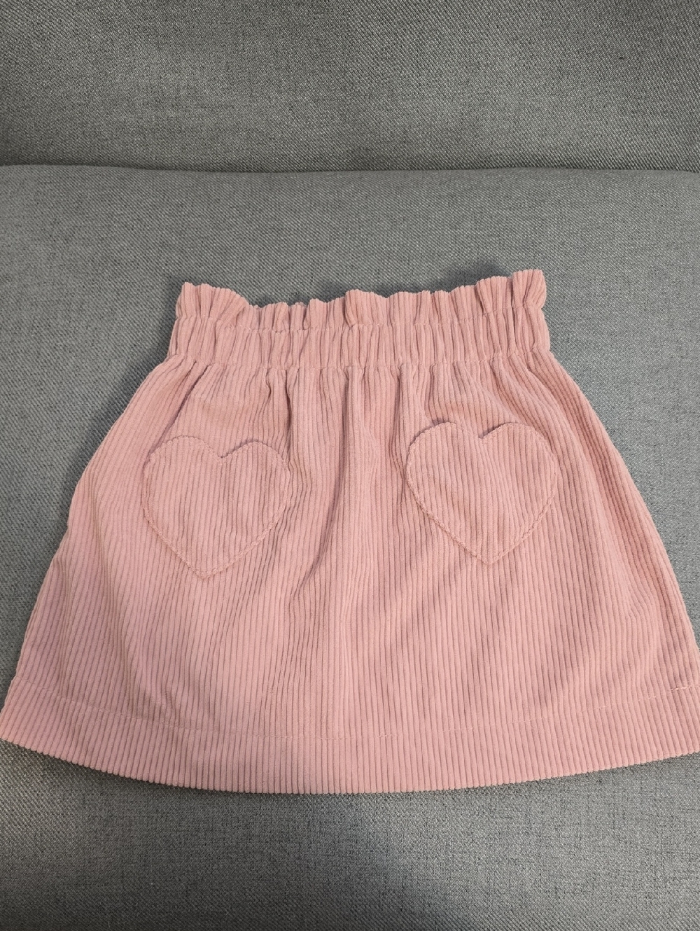 SHEIN Dusty Pink Corduroy Skirt with Heart Patch Pockets